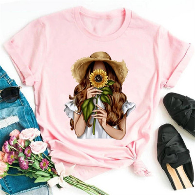 Maycaur Fashion Virágos női póló 90-es évek Lány Nő Harajuku Kawaii póló Grafikus aranyos rajzfilm póló Koreai felső póló női