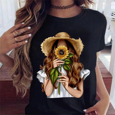 Maycaur Fashion Virágos női póló 90-es évek Lány Nő Harajuku Kawaii póló Grafikus aranyos rajzfilm póló Koreai felső póló női
