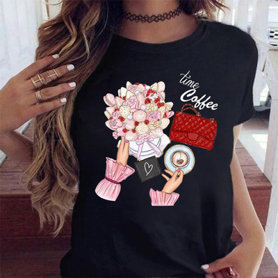 Maycaur Fashion Virágos női póló 90-es évek Lány Nő Harajuku Kawaii póló Grafikus aranyos rajzfilm póló Koreai felső póló női