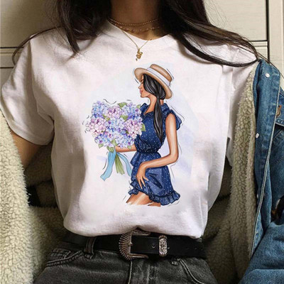 Maycaur Fashion Virágos női póló 90-es évek Lány Nő Harajuku Kawaii póló Grafikus aranyos rajzfilm póló Koreai felső póló női
