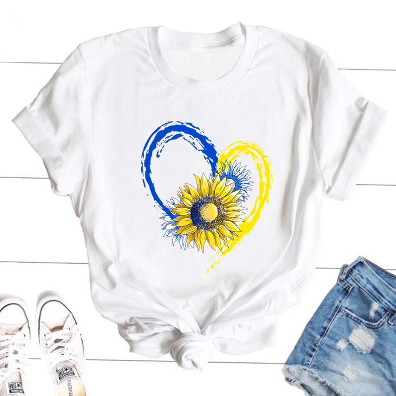 Ukraine Sunflower Lovers Print T-krekli Vīriešu Sieviešu Grafiskais T krekls Kokvilnas Vintage Ukrainas Tkrekls Ikdienišķa pulovera T krekli