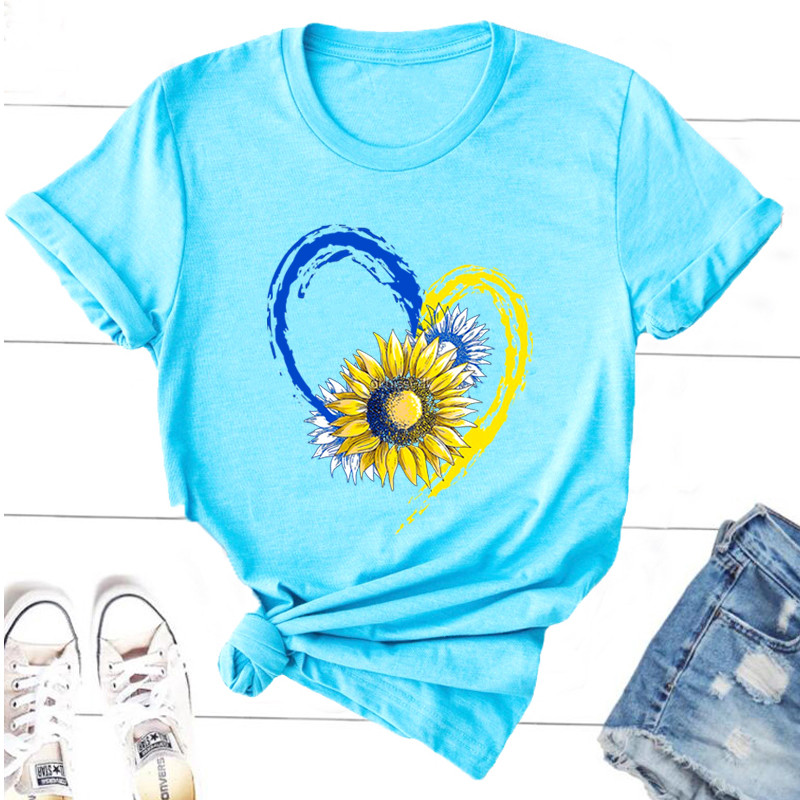 Ukraine Sunflower Lovers Print T-krekli Vīriešu Sieviešu Grafiskais T krekls Kokvilnas Vintage Ukrainas Tkrekls Ikdienišķa pulovera T krekli