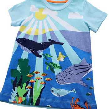 TUONXYE Καλοκαιρινά μπλουζάκια για αγόρια με κοντό μανίκι Μπλουζάκια Ρούχα Ήλιος Ψάρι Φάλαινα Παιδικά Ρούχα Παιδικά Βαμβακερά ρούχα 2-8 ετών
