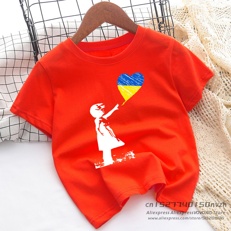 Tricou amuzant Ukraine Banksy cu imprimeu negru Băiat Fată Vară Topuri de calitate bună Tricou Little Baby Rock Streetwear Haine