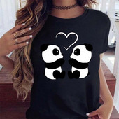 Új trend női póló Aranyos Panda Grafikus nyomtatott női póló Alkalmi harajuku rövid ujjú Kawaii női pólók
