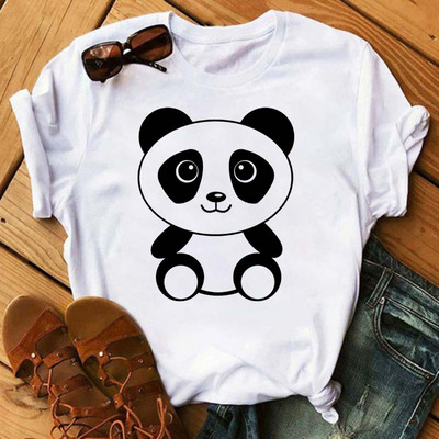 Új trend női póló Aranyos Panda Grafikus nyomtatott női póló Alkalmi harajuku rövid ujjú Kawaii női pólók