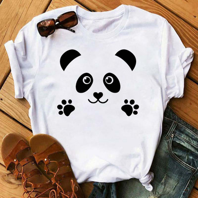 Нова тенденция Дамска тениска Cute Panda Graphic Printed Женска тениска Ежедневна Harajuku Къси ръкави Kawaii Дамски тениски