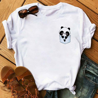Új trend női póló Aranyos Panda Grafikus nyomtatott női póló Alkalmi harajuku rövid ujjú Kawaii női pólók