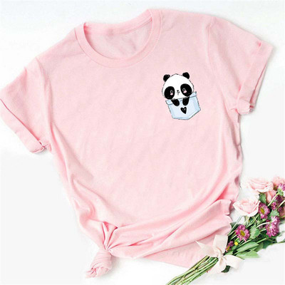 Új trend női póló Aranyos Panda Grafikus nyomtatott női póló Alkalmi harajuku rövid ujjú Kawaii női pólók