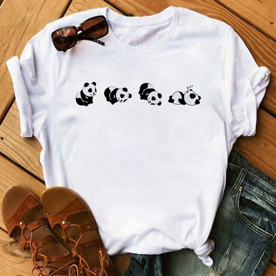 Új trend női póló Aranyos Panda Grafikus nyomtatott női póló Alkalmi harajuku rövid ujjú Kawaii női pólók