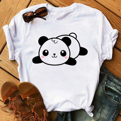 Új trend női póló Aranyos Panda Grafikus nyomtatott női póló Alkalmi harajuku rövid ujjú Kawaii női pólók
