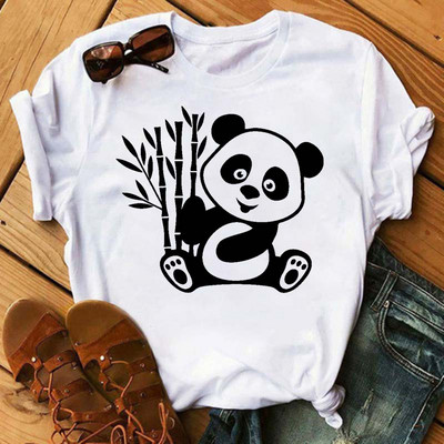 Új trend női póló Aranyos Panda Grafikus nyomtatott női póló Alkalmi harajuku rövid ujjú Kawaii női pólók