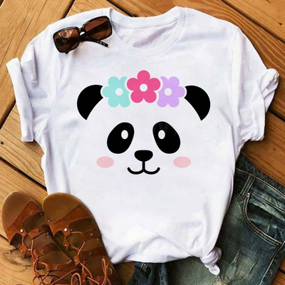 Új trend női póló Aranyos Panda Grafikus nyomtatott női póló Alkalmi harajuku rövid ujjú Kawaii női pólók