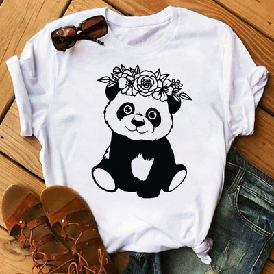 Új trend női póló Aranyos Panda Grafikus nyomtatott női póló Alkalmi harajuku rövid ujjú Kawaii női pólók
