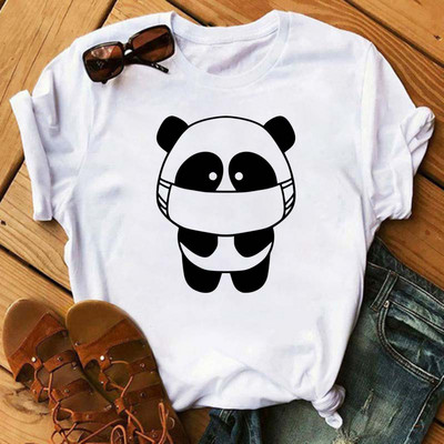 Új trend női póló Aranyos Panda Grafikus nyomtatott női póló Alkalmi harajuku rövid ujjú Kawaii női pólók