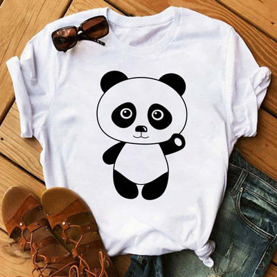 Új trend női póló Aranyos Panda Grafikus nyomtatott női póló Alkalmi harajuku rövid ujjú Kawaii női pólók