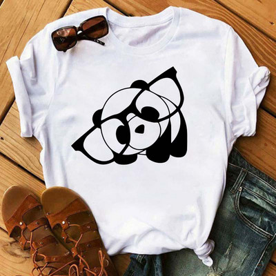 Új trend női póló Aranyos Panda Grafikus nyomtatott női póló Alkalmi harajuku rövid ujjú Kawaii női pólók