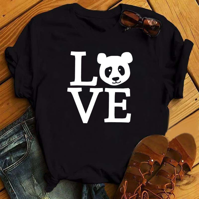 Tricou pentru femei, la tendință nouă, drăguț panda, cu imprimeu, tricou pentru femei, ocazional, Harajuku, mâneci scurte, Kawaii, pentru femei