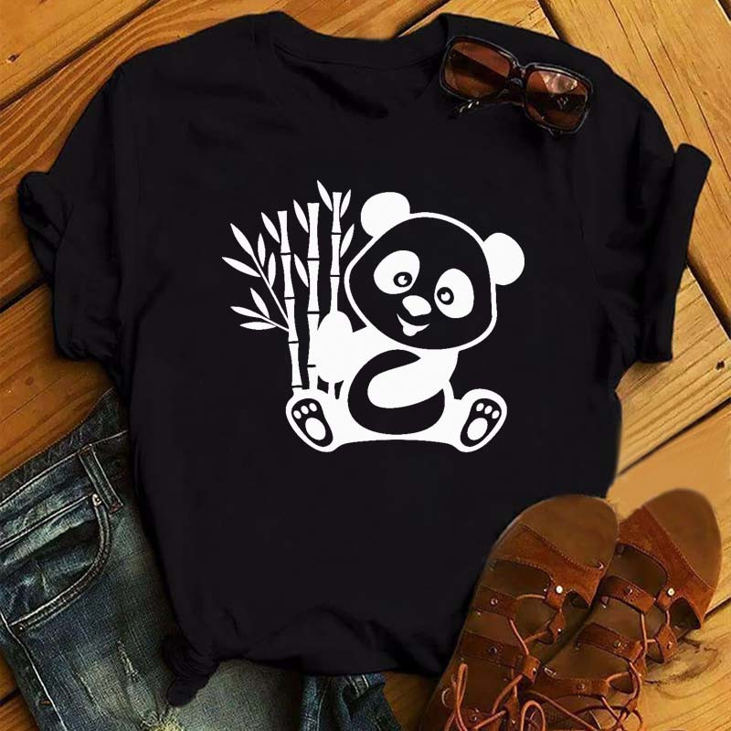 Tricou pentru femei, la tendință nouă, drăguț panda, cu imprimeu, tricou pentru femei, ocazional, Harajuku, mâneci scurte, Kawaii, pentru femei