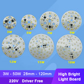 AC 220V Driver-mentes 2835 SMD Led Chip 3W - 18W 28mm - 120mm Lámpa Light Board Izzó Kerek Fényforrás