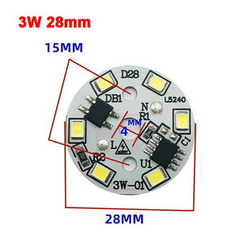 AC 220V χωρίς προγράμματα οδήγησης 2835 SMD Led Chip 3W - 18W 28mm - 120mm Lamp Light Board Bulb Στρογγυλή πηγή φωτός