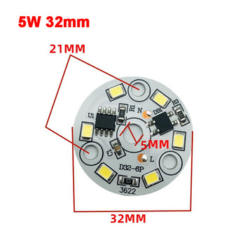 AC 220V χωρίς προγράμματα οδήγησης 2835 SMD Led Chip 3W - 18W 28mm - 120mm Lamp Light Board Bulb Στρογγυλή πηγή φωτός