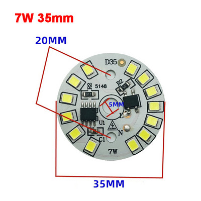 AC 220V Driver-mentes 2835 SMD Led Chip 3W - 18W 28mm - 120mm Lámpa Light Board Izzó Kerek Fényforrás