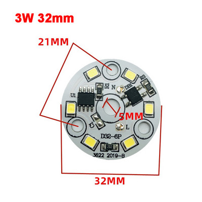 AC 220V Driver-mentes 2835 SMD Led Chip 3W - 18W 28mm - 120mm Lámpa Light Board Izzó Kerek Fényforrás
