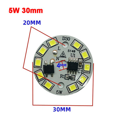AC 220V Driver-mentes 2835 SMD Led Chip 3W - 18W 28mm - 120mm Lámpa Light Board Izzó Kerek Fényforrás