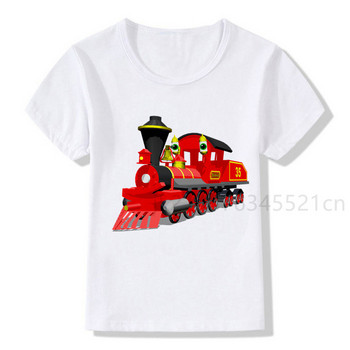 Train Cute Cartoon Freight Train Βρεφικά αγόρια Αγαπημένα παιδικά ρούχα Λευκό μπλουζάκι Fashion Streetwear Παιδικά T-shirts Plus SizeTrain