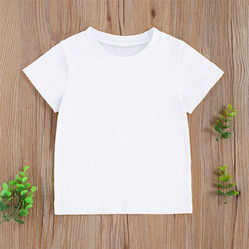 Παιδικό μπλουζάκι από μασίφ βαμβακερό μπλουζάκι για κοριτσάκια για παιδιά, μπλουζάκι Unisex κοντό μανίκι με στρογγυλή λαιμόκοψη, απλό κλασικό ρούχο για καλοκαιρινά ρούχα 6M-5T