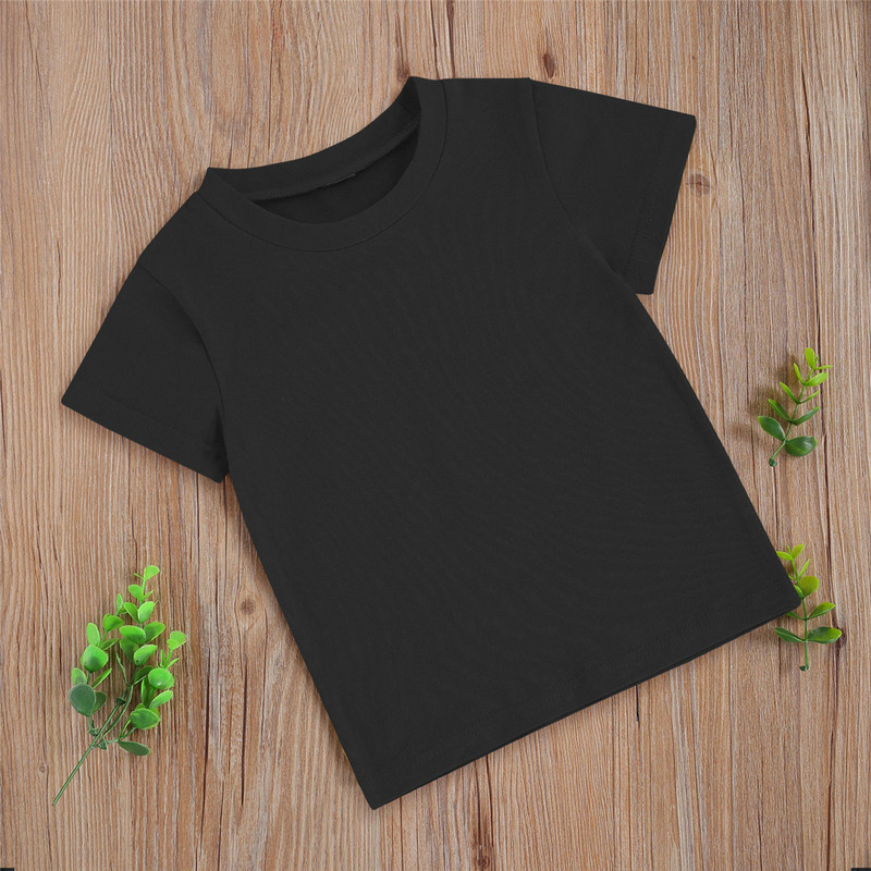 Παιδικό μπλουζάκι από μασίφ βαμβακερό μπλουζάκι για κοριτσάκια για παιδιά, μπλουζάκι Unisex κοντό μανίκι με στρογγυλή λαιμόκοψη, απλό κλασικό ρούχο για καλοκαιρινά ρούχα 6M-5T