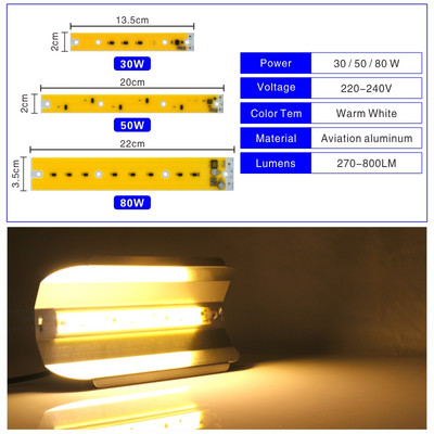 LED COB Chip 30 W 50 W 80 W Flood Light 220 V hideg/meleg fehér LED lámpa spotlámpa teljes spektrumú növekedési fény virágzöldségekhez