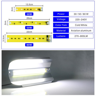 LED COB Chip 30 W 50 W 80 W Flood Light 220 V hideg/meleg fehér LED lámpa spotlámpa teljes spektrumú növekedési fény virágzöldségekhez