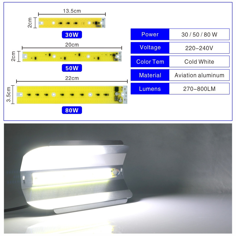 Cip LED COB 30W 50W 80W pentru iluminare de inundație 220V alb rece/cald Lampă LED Spot Lumină de creștere cu spectru complet pentru legume cu flori