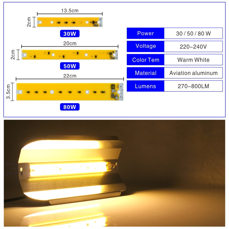 Cip LED COB 30W 50W 80W pentru iluminare de inundație 220V alb rece/cald Lampă LED Spot Lumină de creștere cu spectru complet pentru legume cu flori