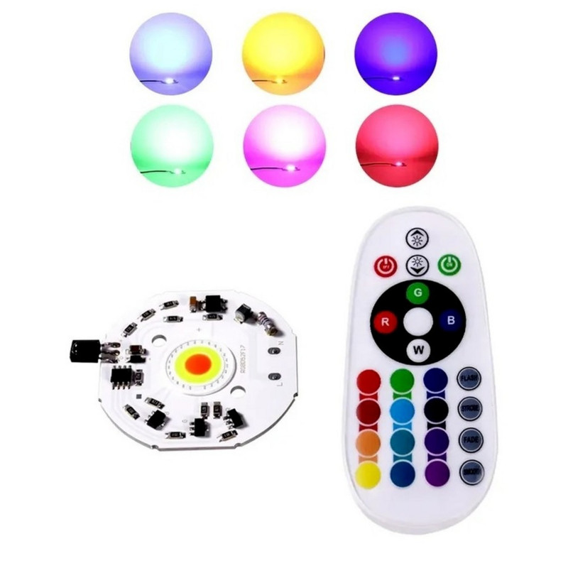 RGB LED COB mikroschema didelės galios LED diodų prožektorių prožektorių šviesos šaltinis Smart IC nuotolinio valdymo pulto spalvos 220V5V saulėlydžio lempai