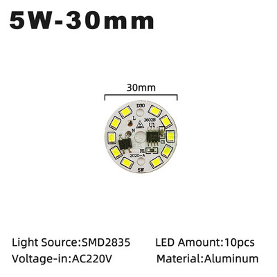 5db/tétel LED chipek LED világító gyöngyök meleg fehér ingyenes vezetőfény táblák alumínium lámpalapok AC220V 3W 5W 7W 9W 12W