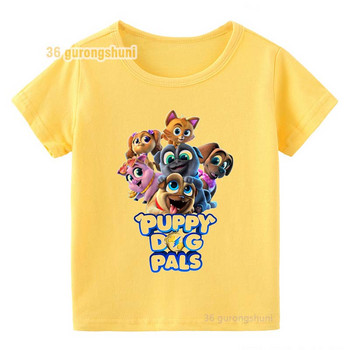 Тениска за момче Летни горнища Детско облекло Графична тениска забавно Puppy Dog Pals Карикатура Детски дрехи 8 до 12 Жълти тениски за момчета