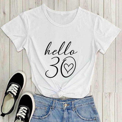 Hello 30 New Arrival alkalmi vicces póló Hello Thirty ing 30. születésnapi ing Születésnapi pólók Ajándék neki CBXZ