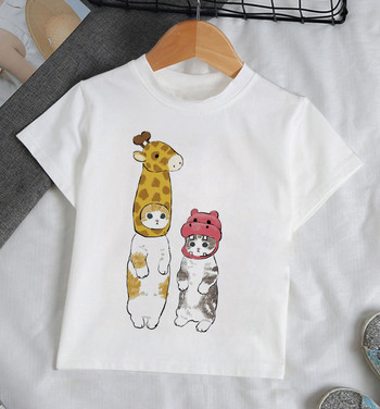 Тениски Дрехи за момичета Момче Животни Детска риза Детска лятна котка Смешни оживени щампи от 90-те Сладки забавни бебешки тениски Естетичен топ