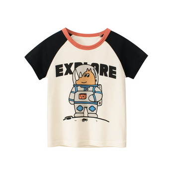 2023 г. Нова детска тениска Лятна горна част с принт с карикатури за момчета Момичета Детски дрехи с къс ръкав Бебешка тениска с памучна тениска