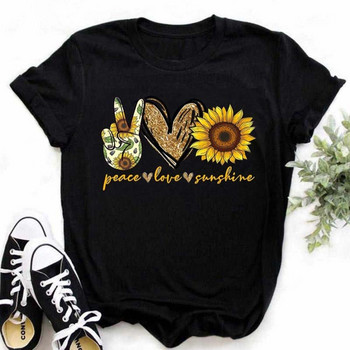 Maycaur New Sunflower with DragonflyWomen Tshirt Harajuku κοντομάνικο μαύρο μπλουζάκι Cartoon Casual Woman Tops Tees Ρούχα