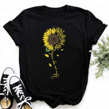 Maycaur New Sunflower with DragonflyWomen Tshirt Harajuku κοντομάνικο μαύρο μπλουζάκι Cartoon Casual Woman Tops Tees Ρούχα