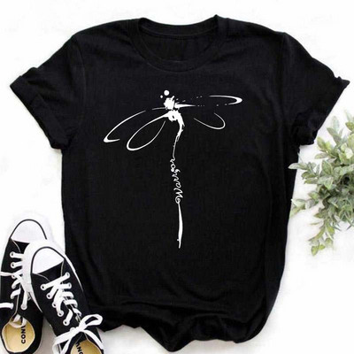 Maycaur új napraforgó DragonflyWomen pólóval Harajuku rövid ujjú fekete pólók Rajzfilm Alkalmi női felsők pólók Ruhák