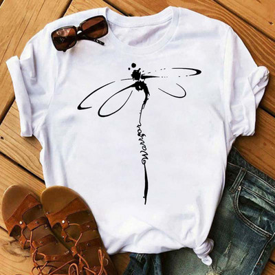 Maycaur új napraforgó DragonflyWomen pólóval Harajuku rövid ujjú fekete pólók Rajzfilm Alkalmi női felsők pólók Ruhák