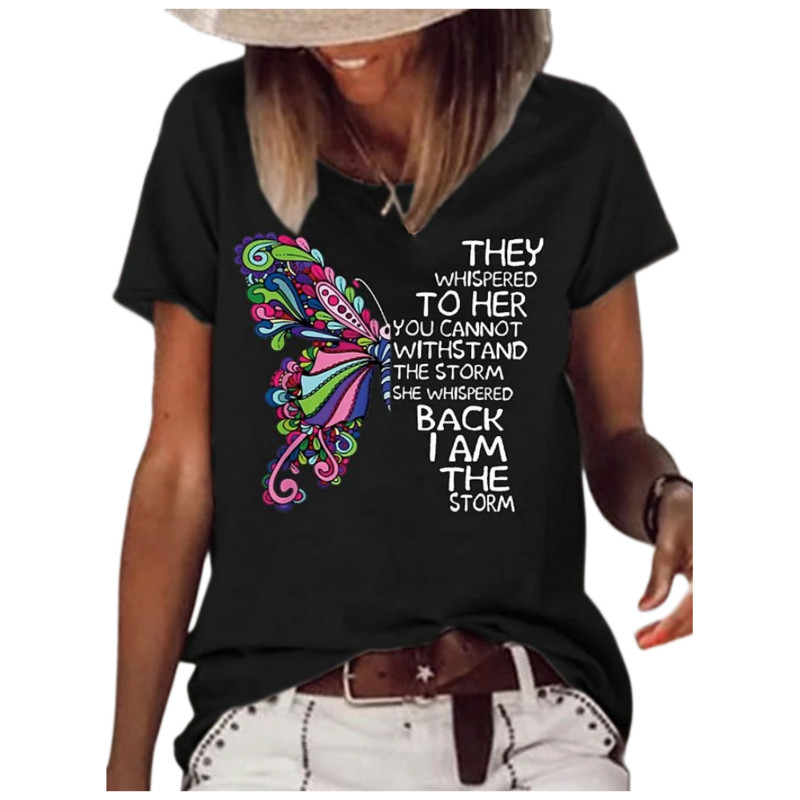 Tricou nou pentru femei cu gât rotund de vară Kawaii cu patru frunze cu model de iarbă Cămașă elegantă cu mânecă scurtă Tricou casual la modă de stradă