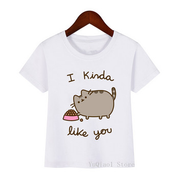 2022 Harajuku Kawaii Drinking Cat T-Shirt Καλοκαίρι 2021 Παιδικά Ρούχα Κορίτσια Χαριτωμένο μπλουζάκι για μωρά, Teen Kids Tees
