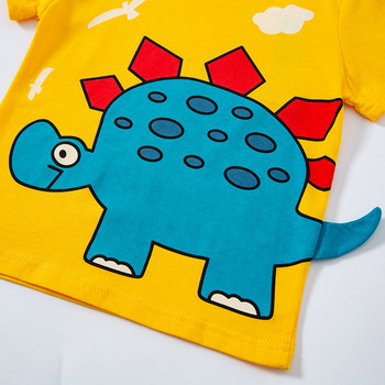 27 Kids Boys κοντομάνικα καλοκαιρινά μπλουζάκια Μπλουζάκια Ρούχα Cartoon Dinosaur print Παιδικά στρογγυλή λαιμόκοψη Βαμβακερό πλέξιμο 2-9 ετών