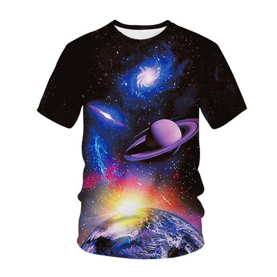 Детска тениска с 3D печат The Vastness Of The Universe The Stars Fashion Casual Cartoons T-shirt Boys Girls Детско облекло